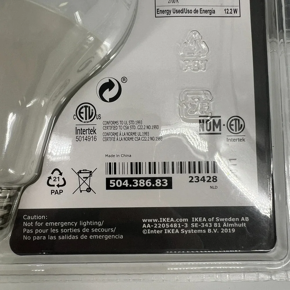 IKEA LEDARE LED A21 Light Bulb 12.2W = 75W 1100 Lumen E26 White 2 Sealed +1 Open
